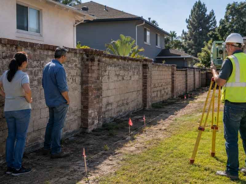 Orlando Florida property line survey for replacing a shared masonry wall between residential properties
